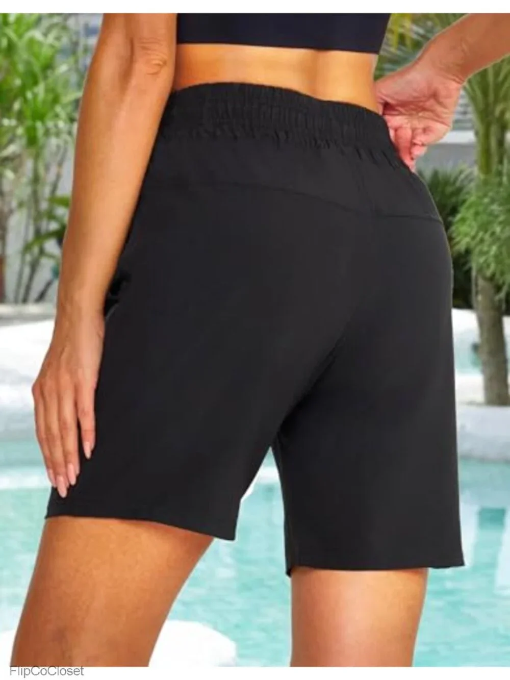 Women's Quick Dry Swim Shorts with Built-in Liner, High Rise Board Shorts with